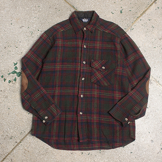 Woolrich leather patch wool shirts