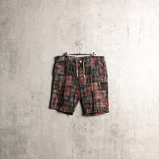 VAN JAC sports patchwork check shorts (~37 inch)