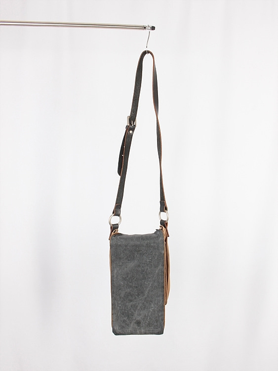 OZAMU IWASAKI leather canvas bag