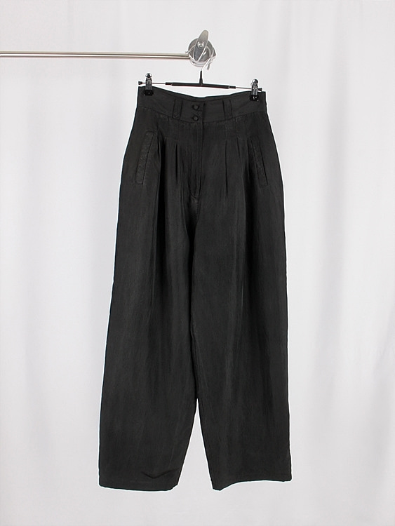 LA PIUOINE pure silk wide pants black (25inch)