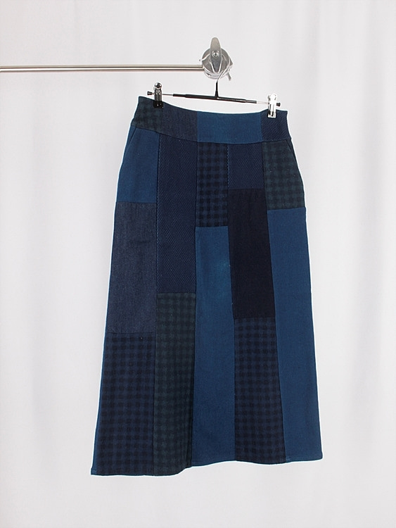 BLUE BLUE JAPAN patchwork long skirt (28.3 inch) - JAPAN MADE