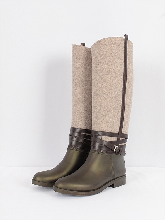 SALVATORE FERRAGAMO wool &amp; rubber calf boots (260mm)