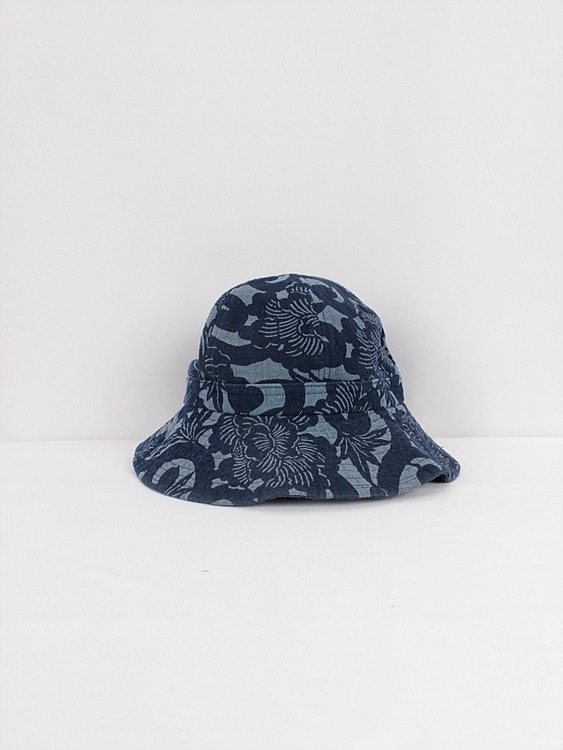 hawaiian pattern indigo bucket hat - JAPAN MADE
