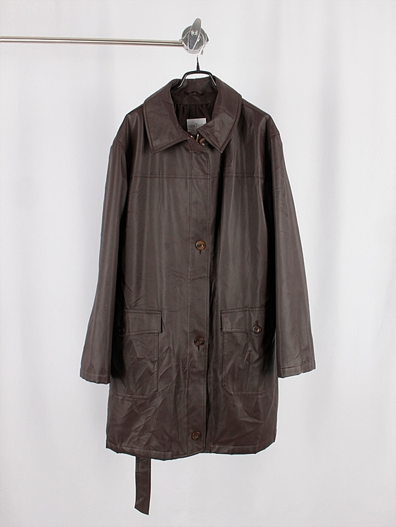 MISS TWIDD leather balmacaan coat